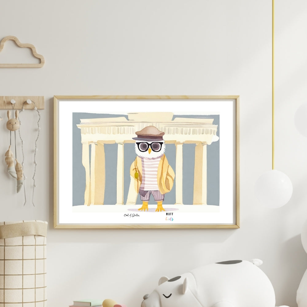 Traveler Owl Art Print Poster For Kids