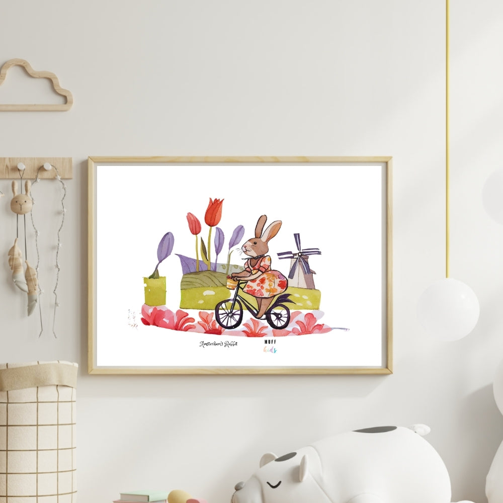 Traveler Rabbit Art Print Poster For Kids