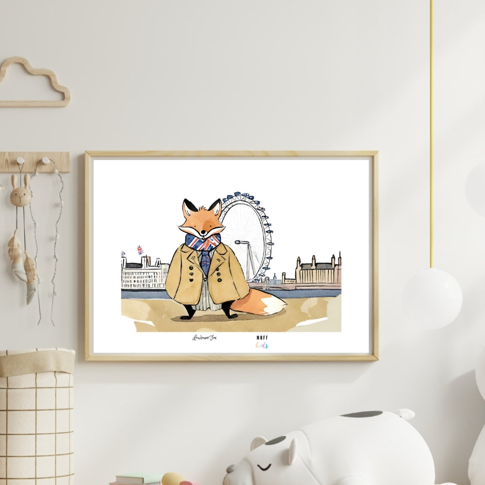 Traveler Fox Art Print Poster For Kids