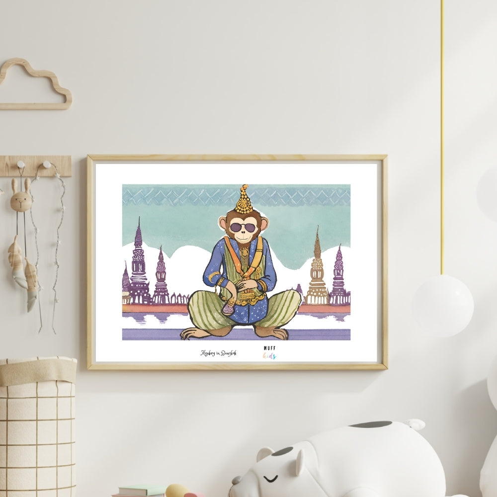 Traveler Monkey Art Print Poster For Kids