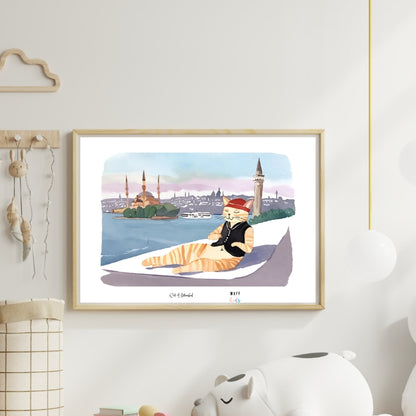 Traveler Cats Art Print Poster For Kids