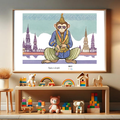 Traveler Monkey Art Print Poster For Kids