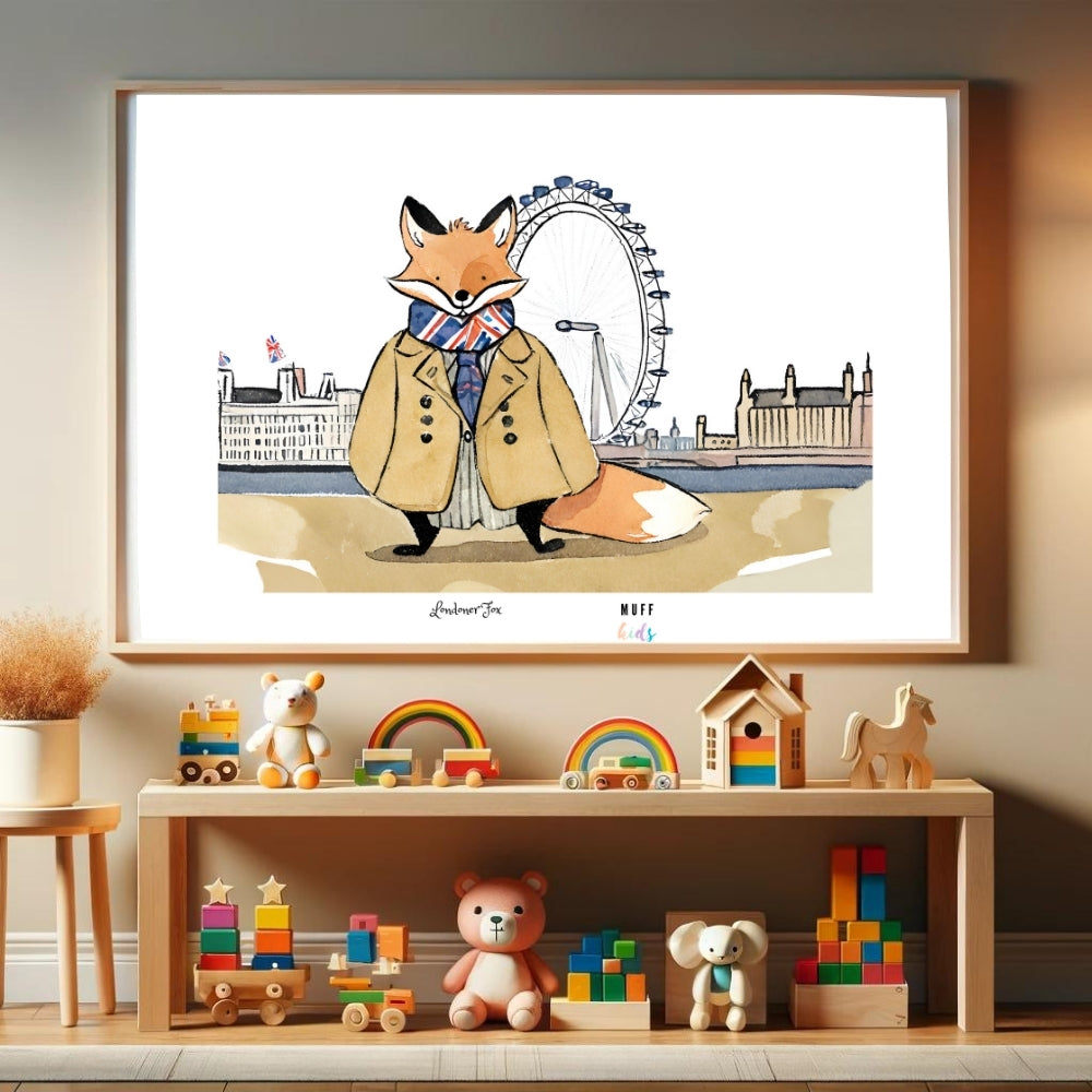 Traveler Fox Art Print Poster For Kids