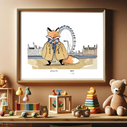 Traveler Fox Art Print Poster For Kids