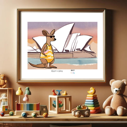 Traveler Kangaroo Art Print Poster For Kids