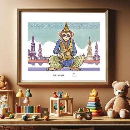 Traveler Monkey Art Print Poster For Kids