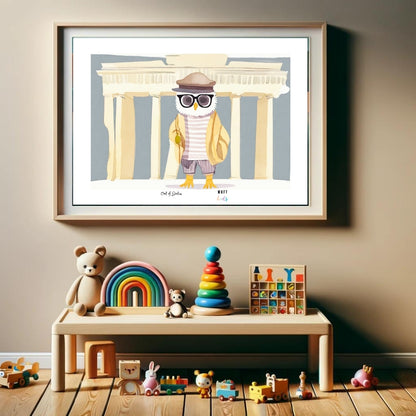 Traveler Owl Art Print Poster For Kids