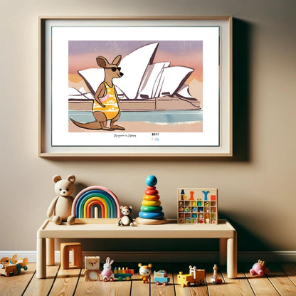 Traveler Kangaroo Art Print Poster For Kids