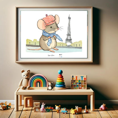 Traveler Mouse Art Print Poster For Kids