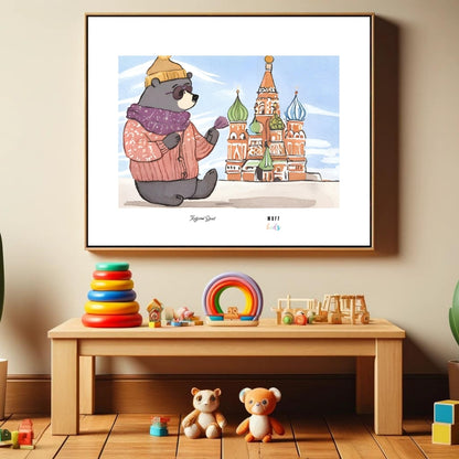 Traveler Bear Art Print Poster For Kids