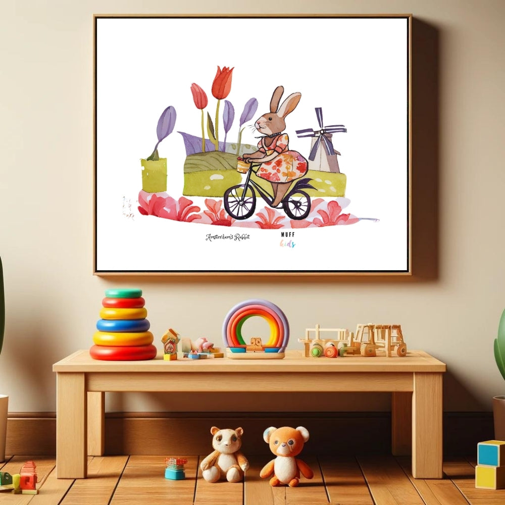 Traveler Rabbit Art Print Poster For Kids