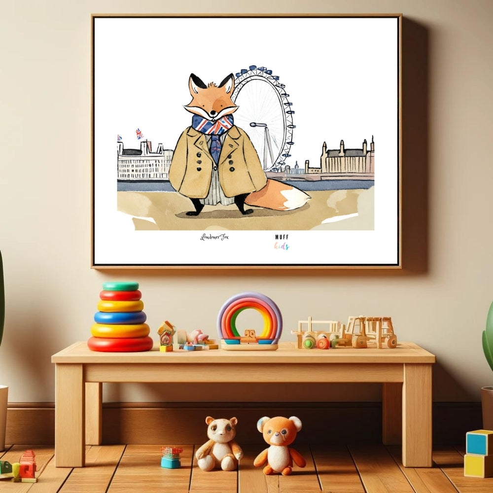 Traveler Fox Art Print Poster For Kids