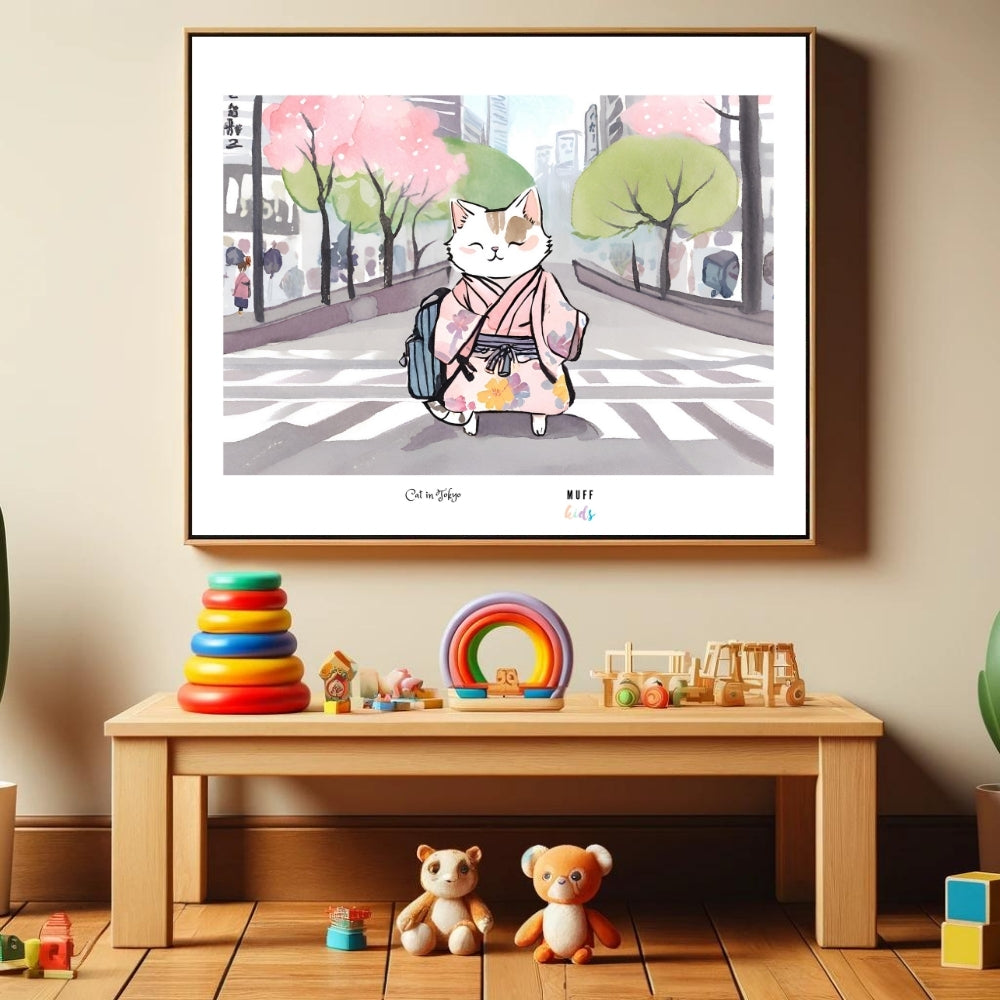 Traveler Cats Art Print Poster For Kids