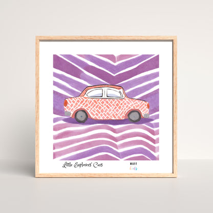 Little Explorers' Cars Art Print Poster For Kids