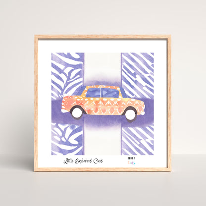 Little Explorers' Cars Art Print Poster For Kids