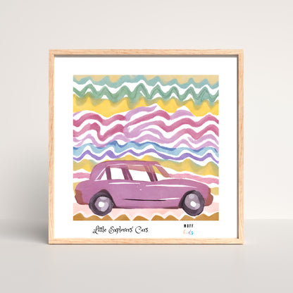 Little Explorers' Cars Art Print Poster For Kids