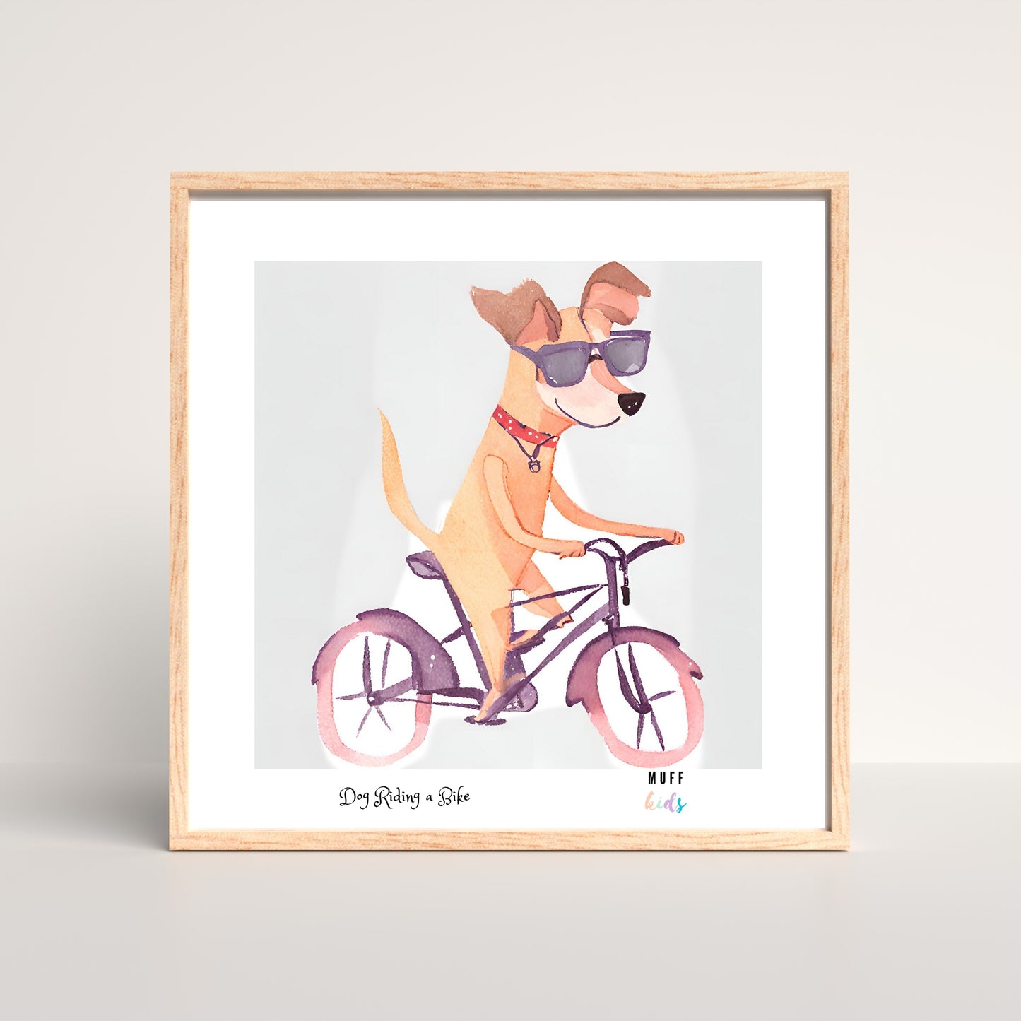 Kids Art Print Design Dog Ride a Bike Poster For Kids