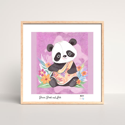 Peace, Paws and Love Panda No:2 Art Print Poster For Kids