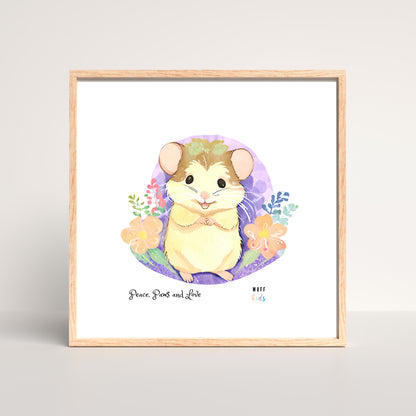 Peace, Paws and Love Mouse No:3 Art Print Tasarım Çocuk Odası Posteri