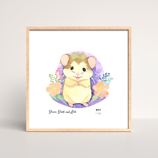 Peace, Paws and Love Mouse No:3 Art Print Poster For Kids