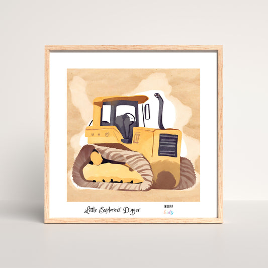 Little Explorers' Digger Art Print Poster For Kids