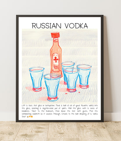 Art Print Design Drink Poster Russian Vodka Bar Decor