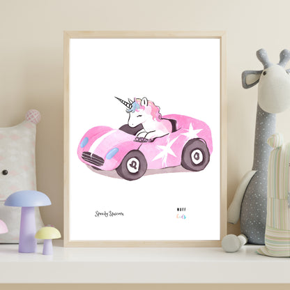 Speedy Unicorns Art Print Poster For Kids