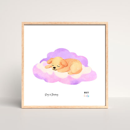 Kids Art Print Design Sleeping Dog Poster For Kids