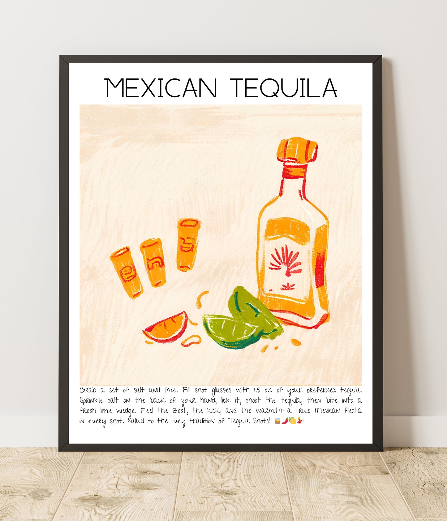 Art Print Design Drink Poster Mexican Tequila Bar Decor