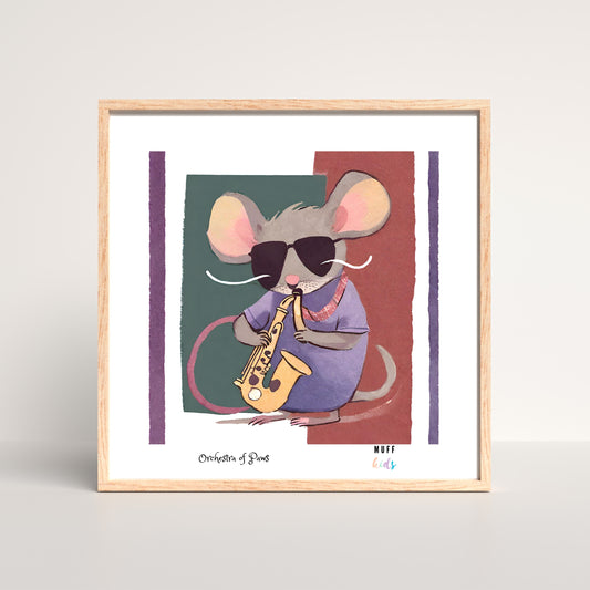 Orchestra of Paws Art Print Poster For Kids