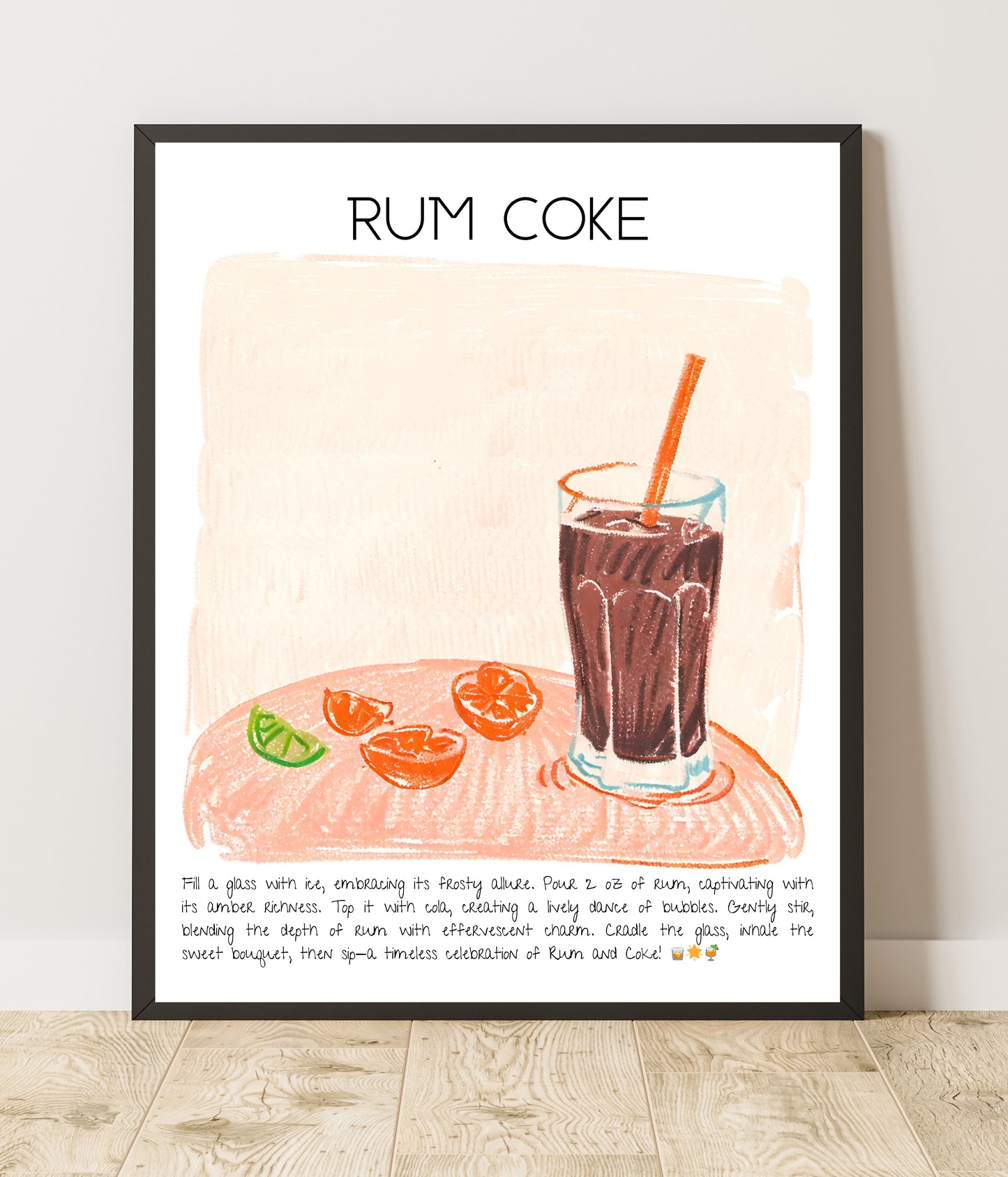 Art Print Tasarım Kokteyl Poster Rum Coke Bar Dekor