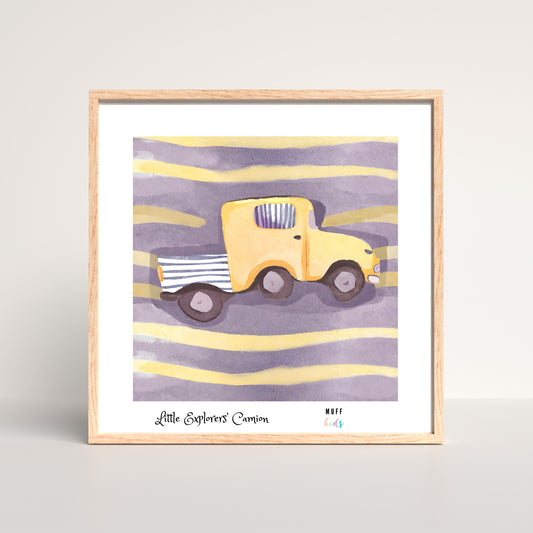 Little Explorers' Camion Art Print Poster For Kids