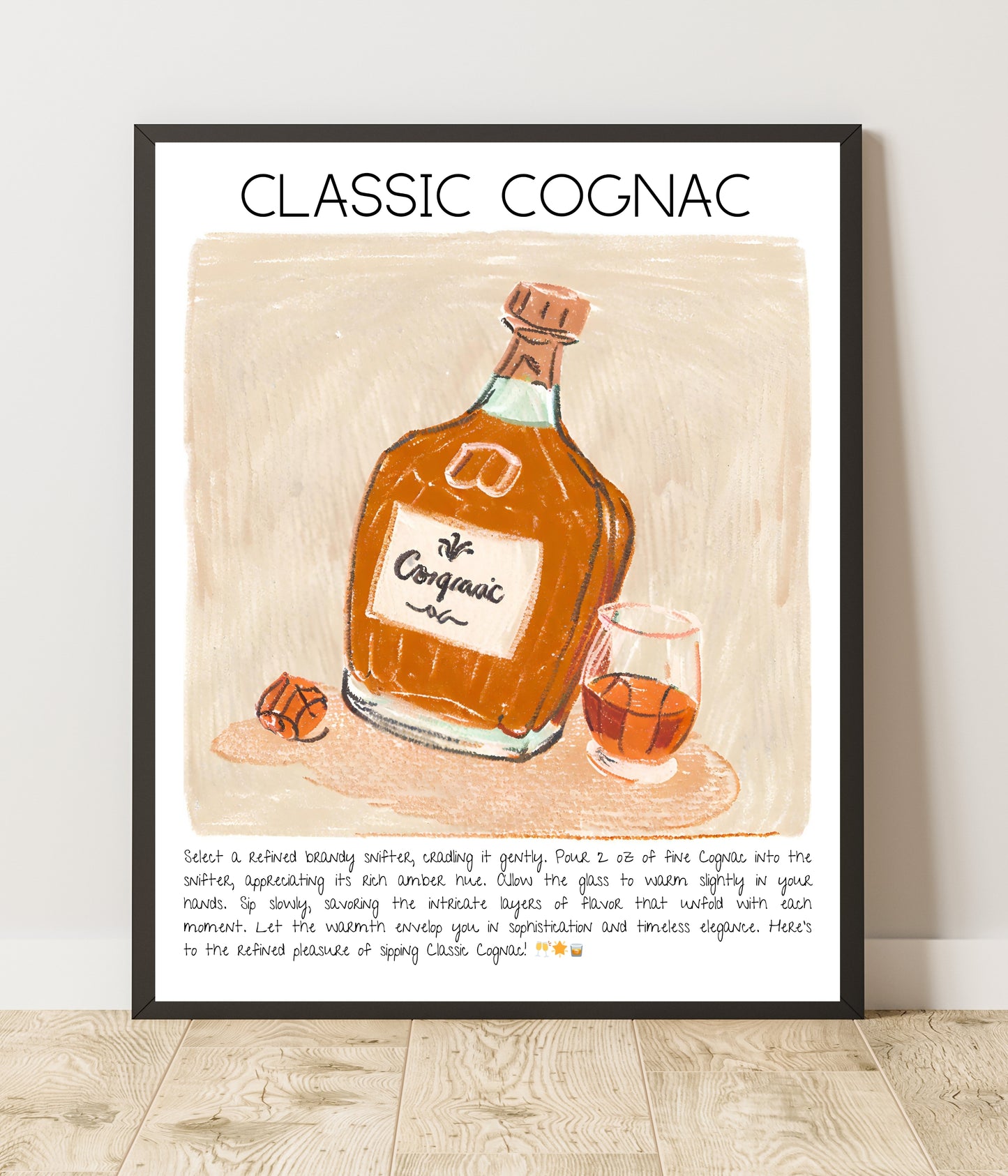 Art Print Design Drink Poster Classic Cognac Bar Decor