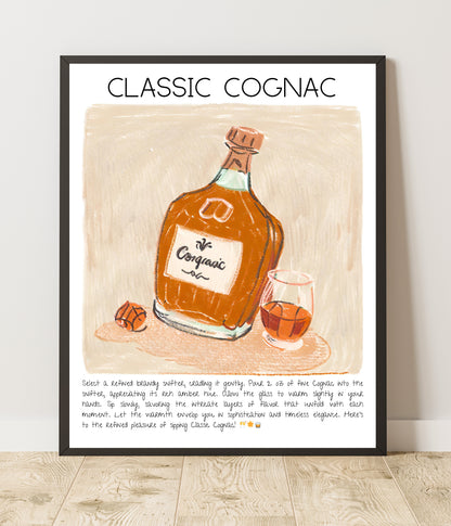 Art Print Tasarım Kokteyl Poster Classic Cognac Bar Dekor