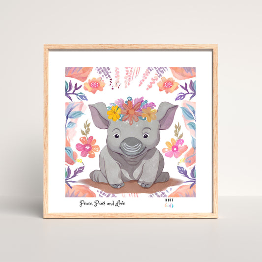 Peace, Paws and Love Pig No:2 Art Print Poster For Kids