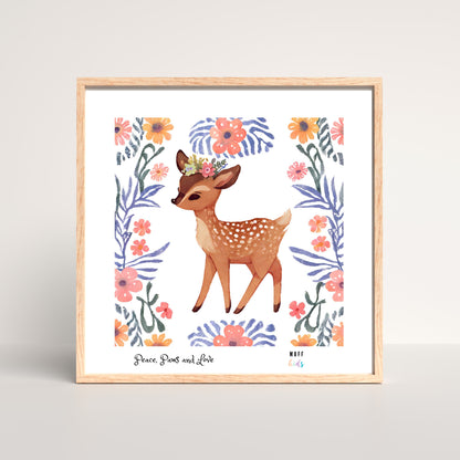 Peace, Paws and Love Deer No:4 Art Print Poster For Kids