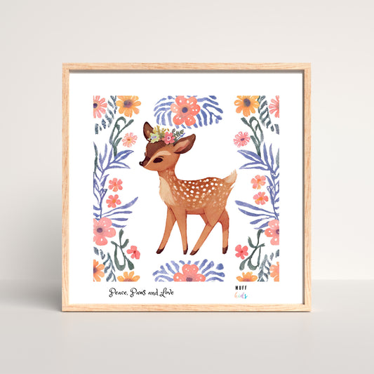 Peace, Paws and Love Deer No:4 Art Print Tasarım Çocuk Odası Posteri