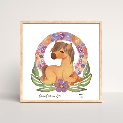 Peace, Paws and Love Horse No:4 Art Print Poster For Kids