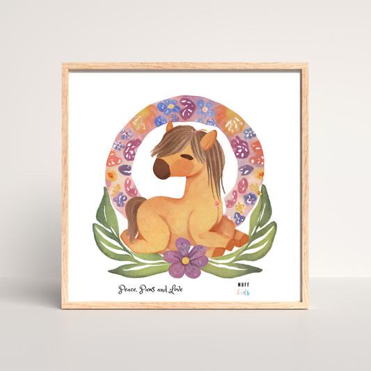 Peace, Paws and Love Horse No:4 Art Work Poster For Kids