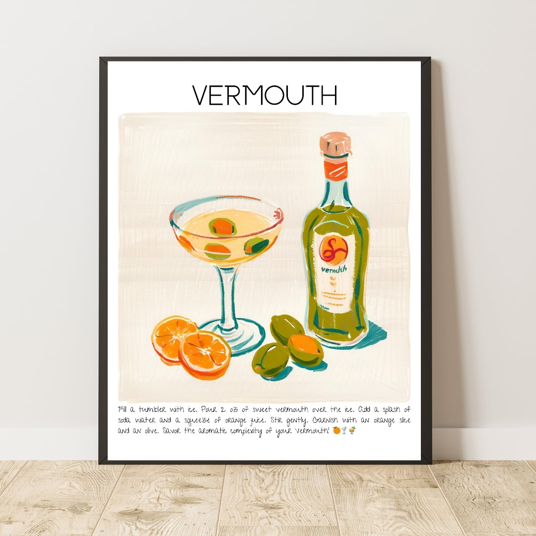 Cocktail Art Print Design Poster Vermouth Bar Decor