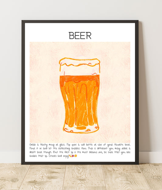 Art Print Drink Poster Beer Bar Decor