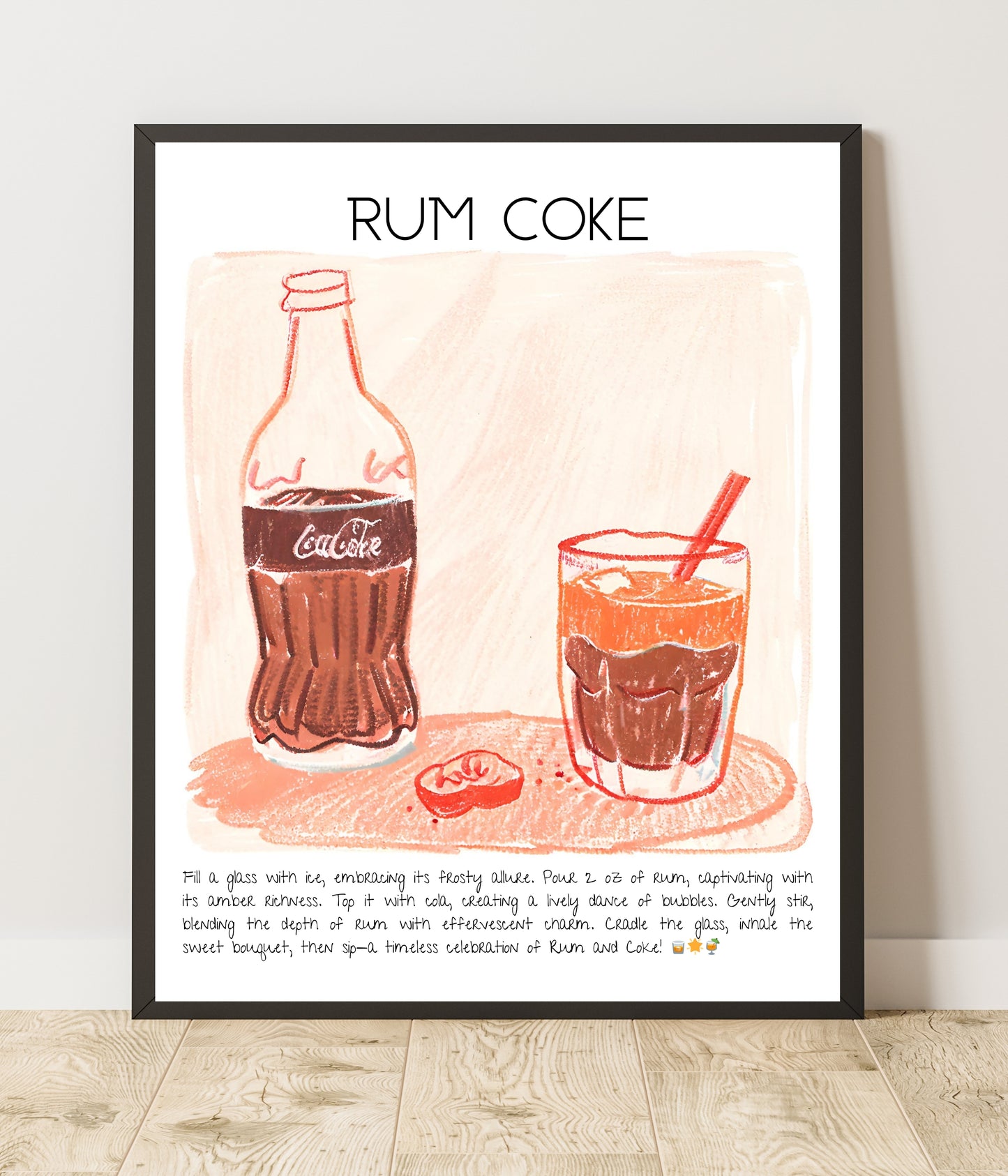 Art Print Tasarım Kokteyl Poster Rum Coke Bar Dekor