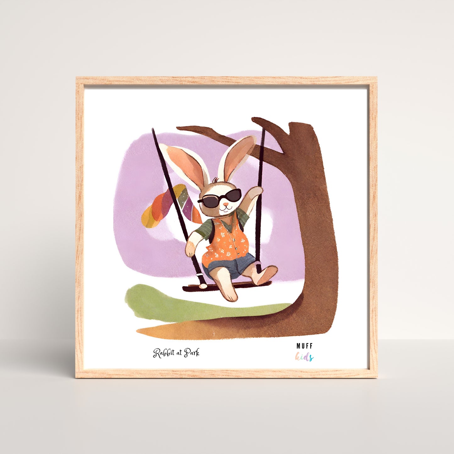 Kids Art Print Design Rabbit At Park No.2 Poster For Kids