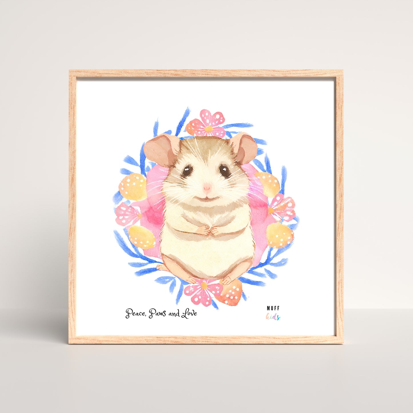 Peace, Paws and Love Mouse No:2 Art Print Tasarım Çocuk Odası Posterler