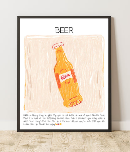 Art Print Drink Poster Beer Bar Decor