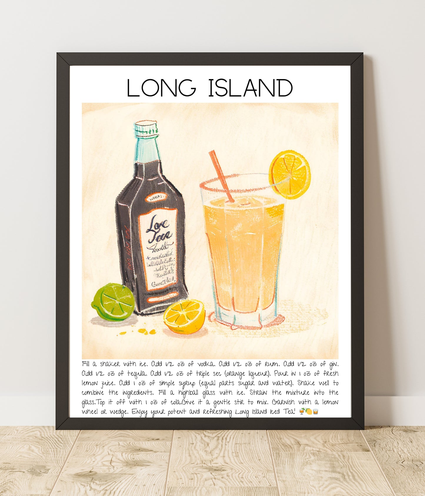 Cocktail Art Print Design Poster Long Island Bar Decor