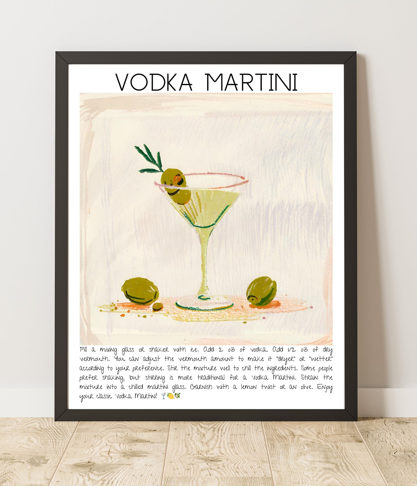 Art Print Tasarım Kokteyl Poster Vodka Martini Bar Dekor