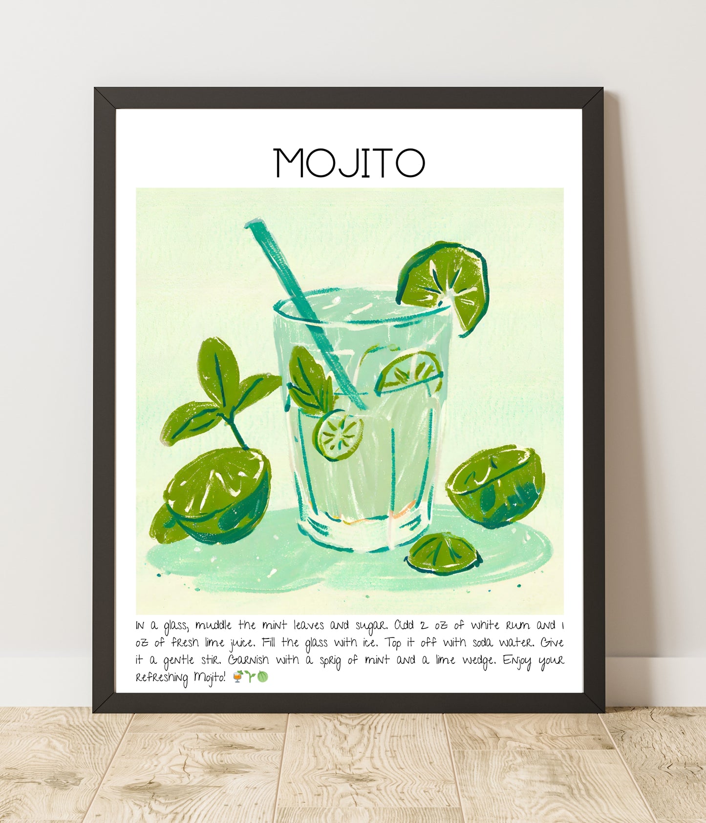 Cocktail Art Print Design Poster Mojito Bar Decor