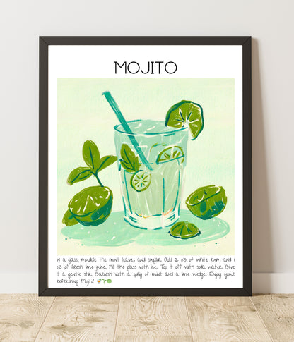 Art Print Tasarım Kokteyl Poster Mojito Bar Dekor