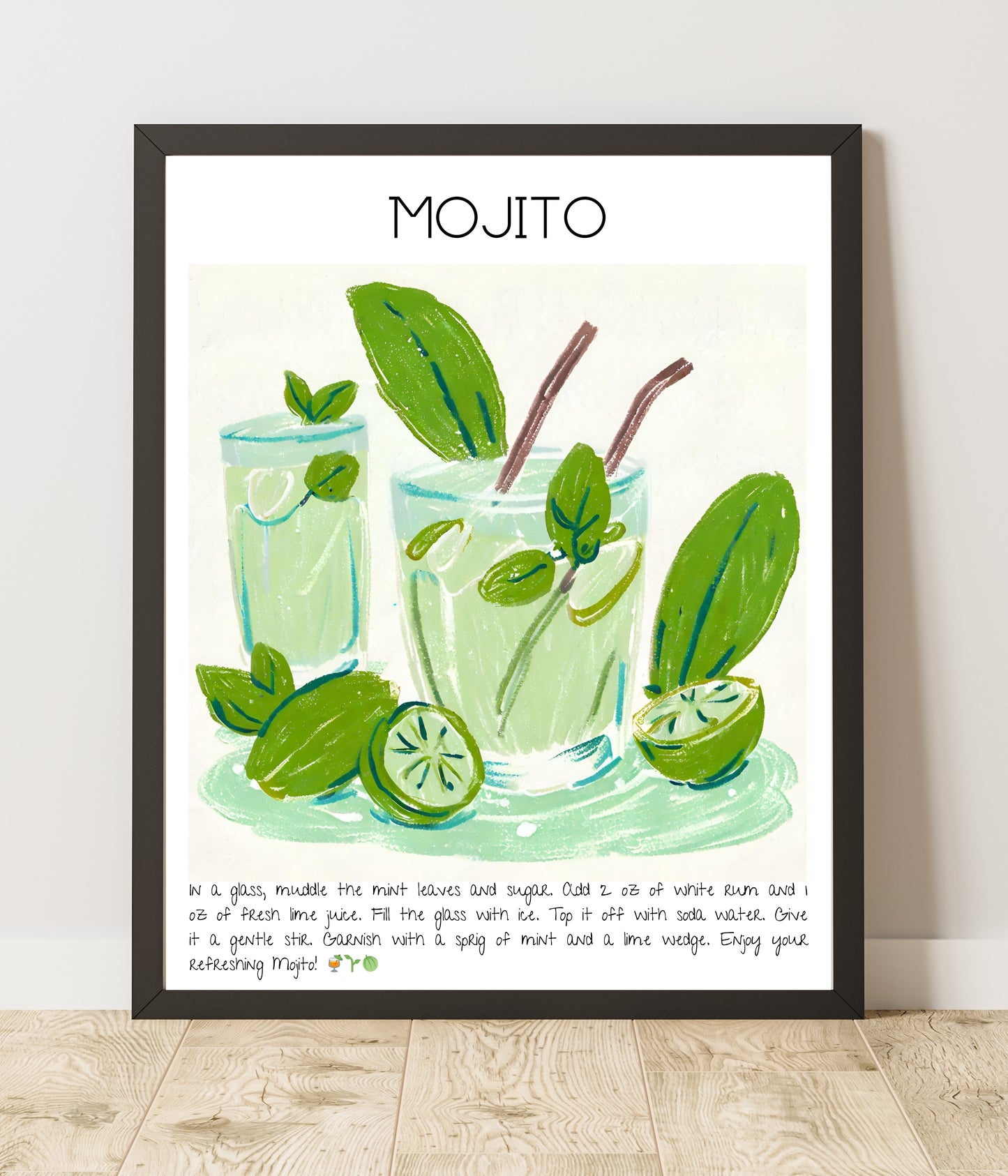 Cocktail Art Print Design Poster Mojito Bar Decor